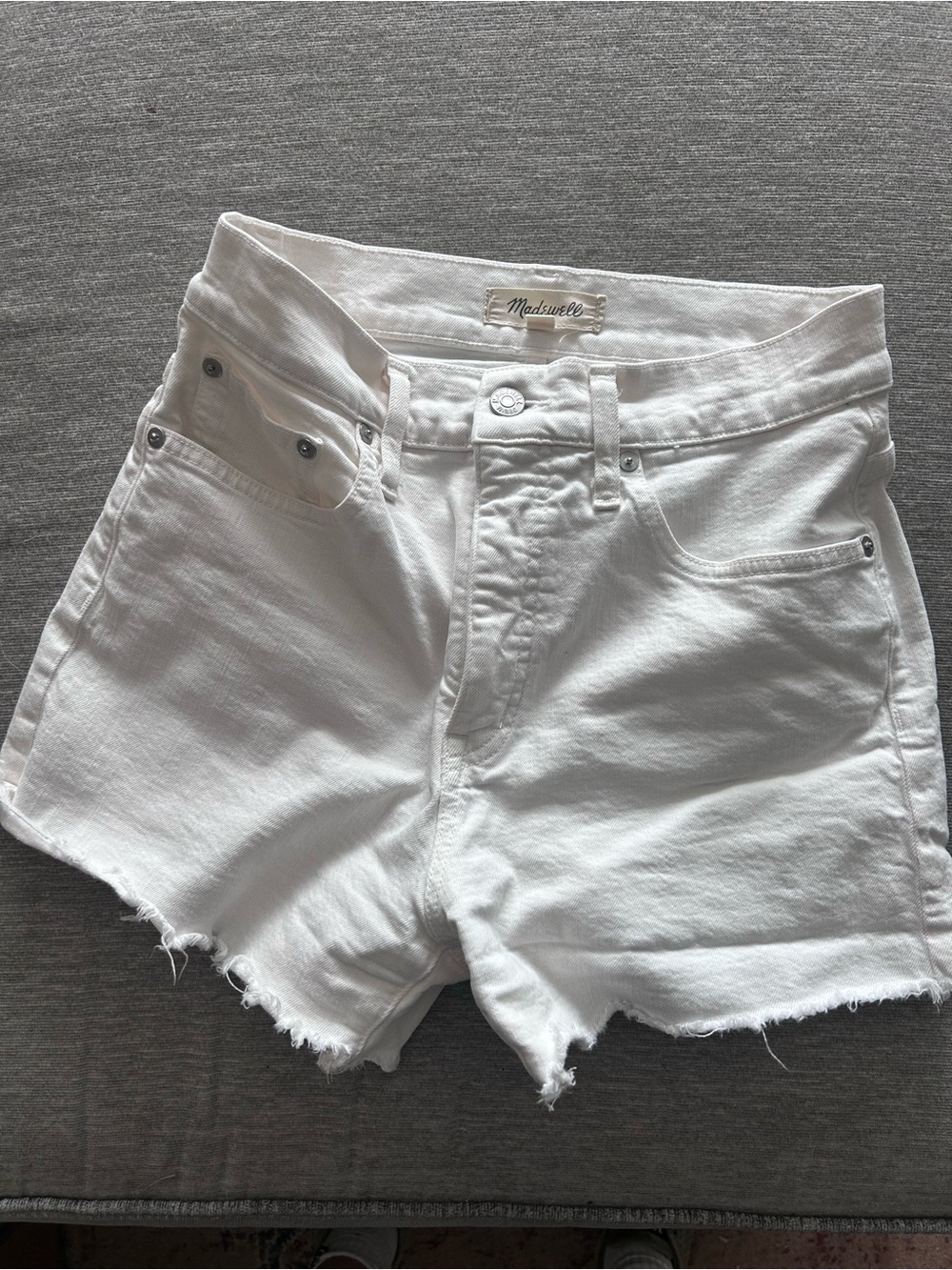 Madewell White Frayed Hem Denim Shorts